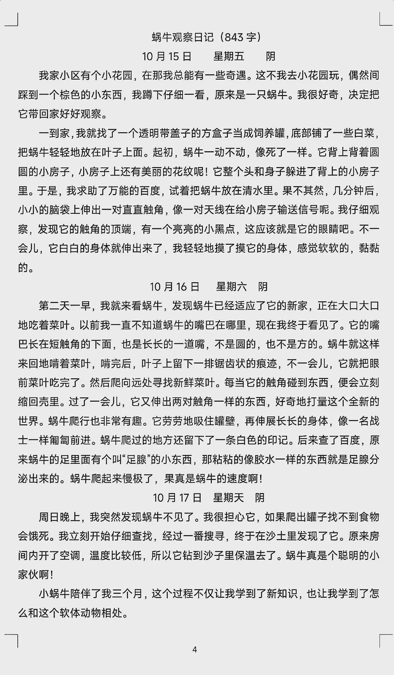 今天，我观察了一只小动物！