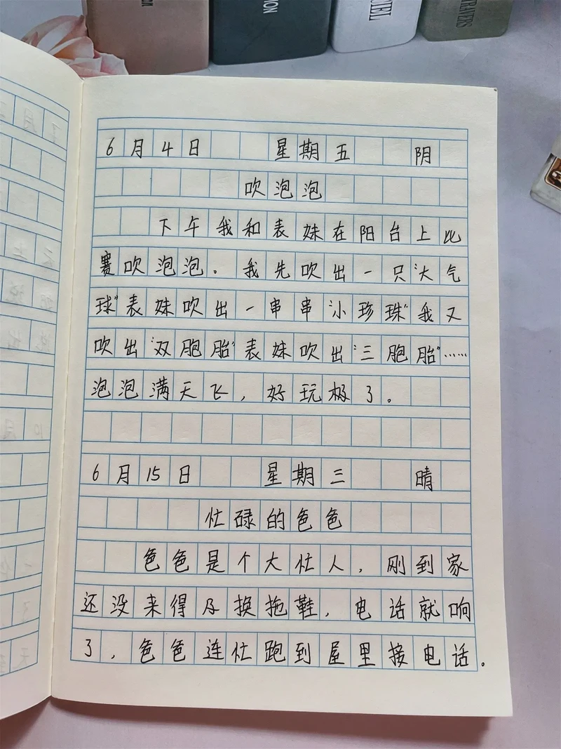 今天我写了一篇又一篇日记，终于写到第五十字了？